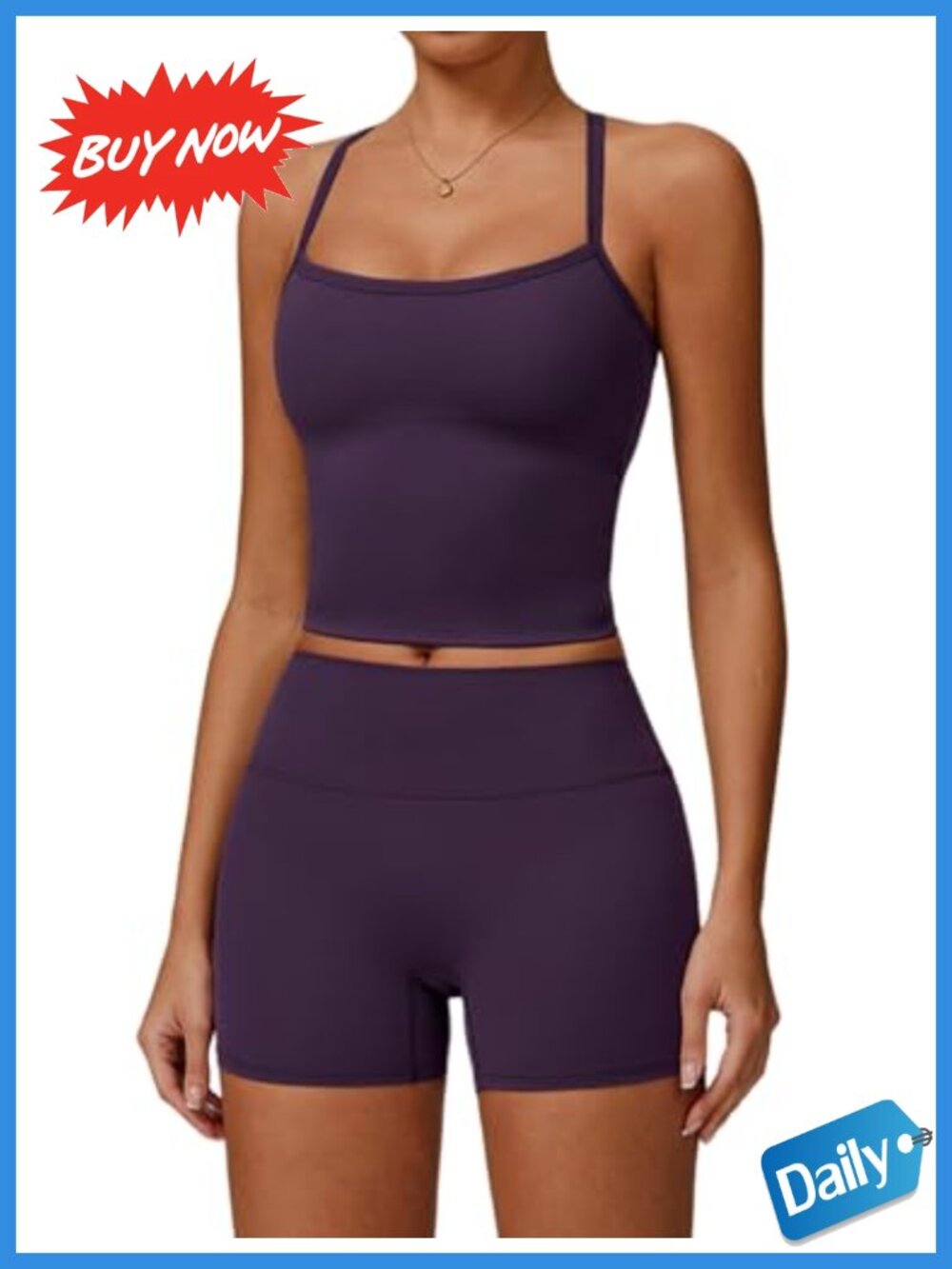 Two Piece Workout Set Tank Top High Waist Butt Lifting Shorts Yoga Gym